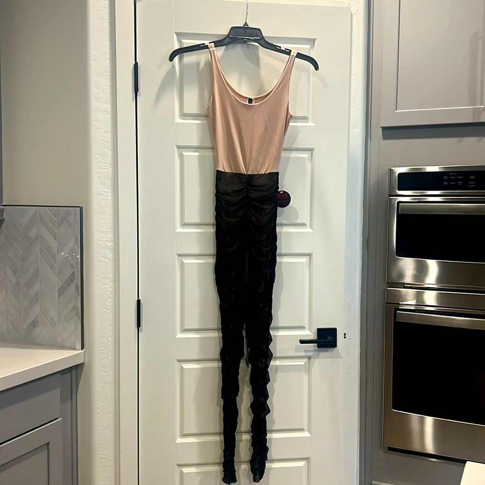 HOT MIAMI STYLES TAN AND BLACK PANTSUIT